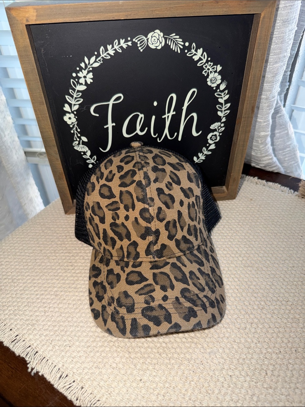 Leopard Print Trucker Hat - Brown & Black